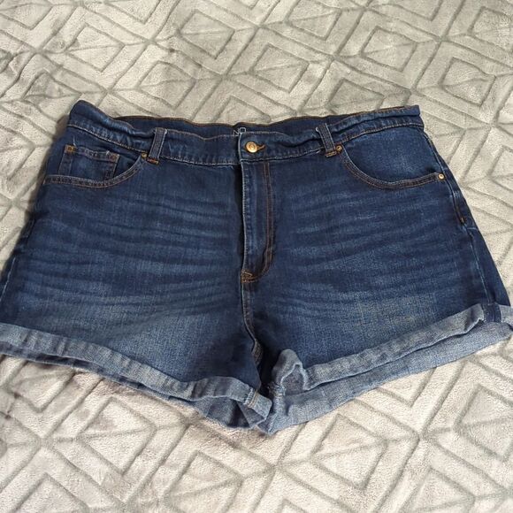 No Boundaries Jean Shorts Juniors Size 21 High Rise Blue Stretch Denim Cuffed - Picture 1 of 7